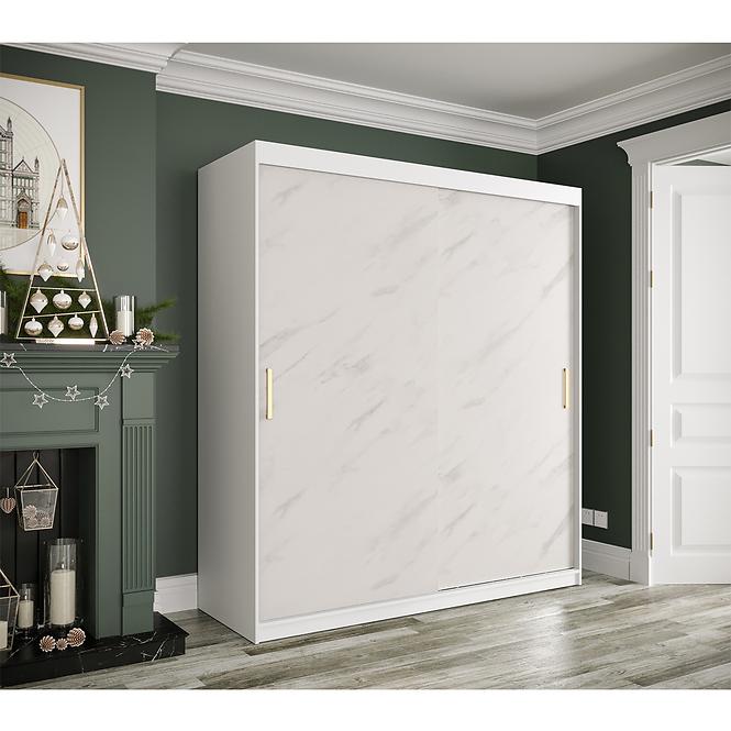 Schrank MARMUR T 180 weiß/marmor weiß