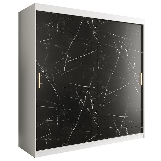 Schrank MARMUR T 200 weiß/marmor schwarz