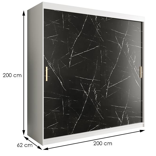 Schrank MARMUR T 200 weiß/marmor schwarz,2