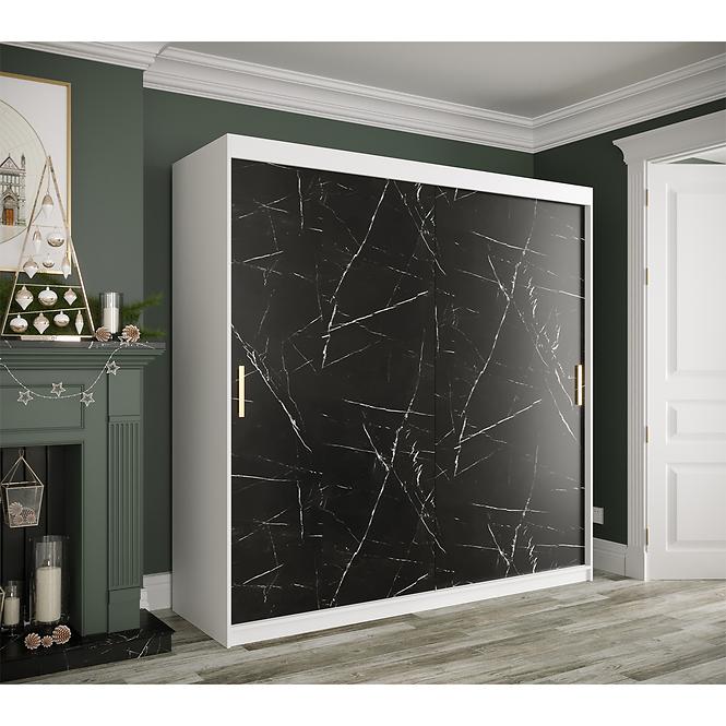 Schrank MARMUR T 200 weiß/marmor schwarz,3