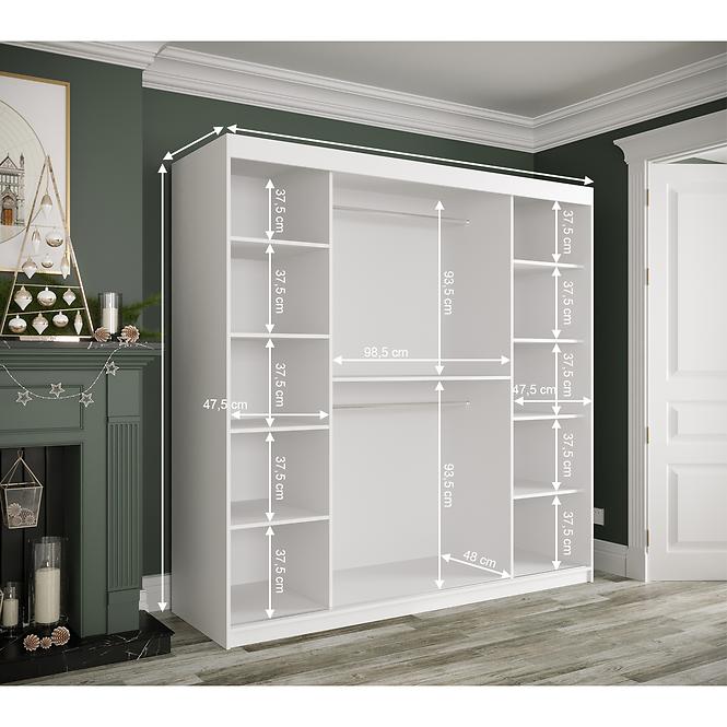 Schrank MARMUR T 200 weiß/marmor schwarz,4