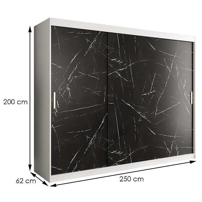 Schrank MARMUR T 250 weiß/marmor schwarz