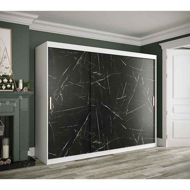 Schrank MARMUR T 250 weiß/marmor schwarz