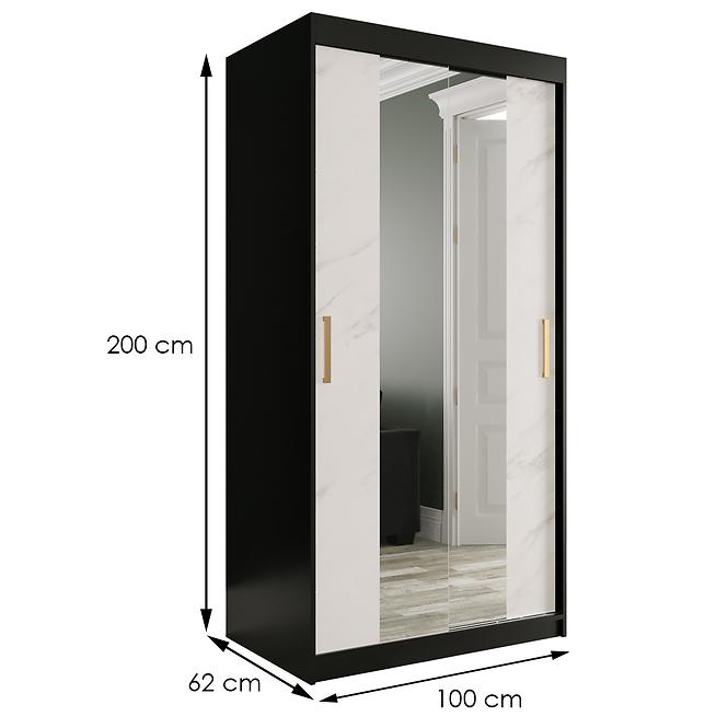 Schrank MARMUR T1 100 schwarz/marmor weiß,2