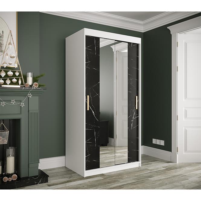 Schrank MARMUR T1 100 weiß/marmor schwarz