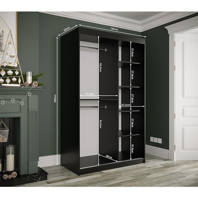 Schrank MARMUR T1 120 schwarz/marmor schwarz