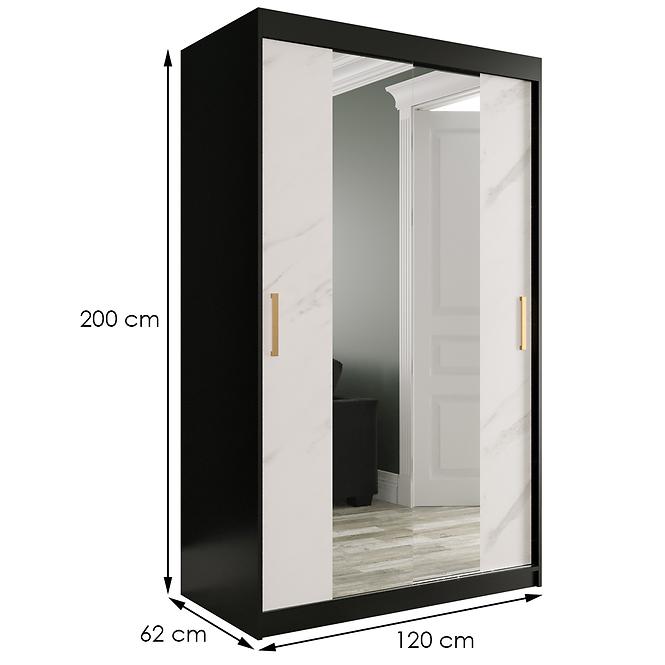 Schrank MARMUR T1 120 schwarz/marmor weiß,2