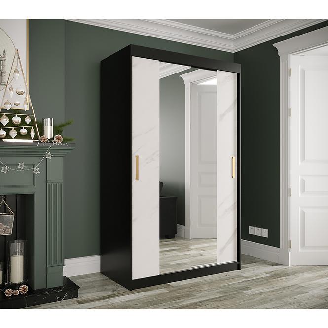 Schrank MARMUR T1 120 schwarz/marmor weiß,3