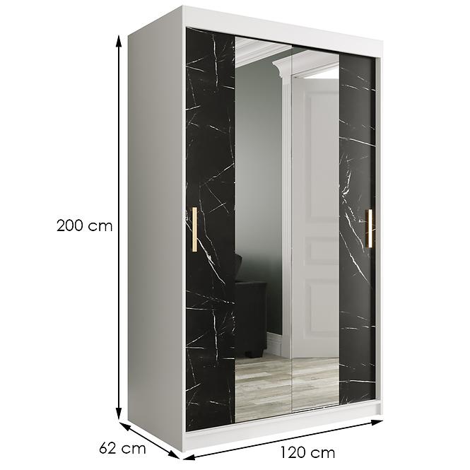Schrank MARMUR T1 120 weiß/marmor schwarz,2