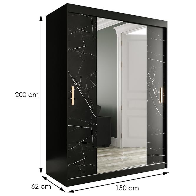 Schrank MARMUR T1 150 schwarz/marmor schwarz