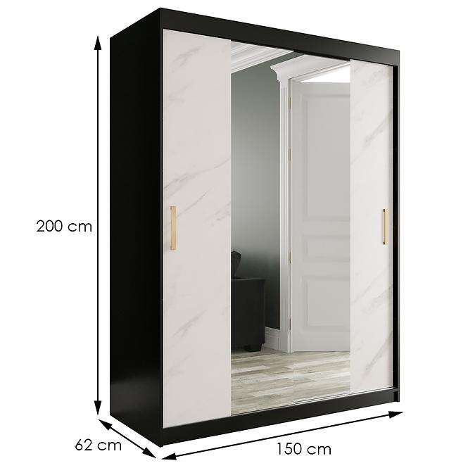 Schrank MARMUR T1 150 schwarz/marmor weiß