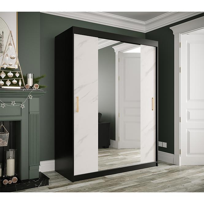 Schrank MARMUR T1 150 schwarz/marmor weiß