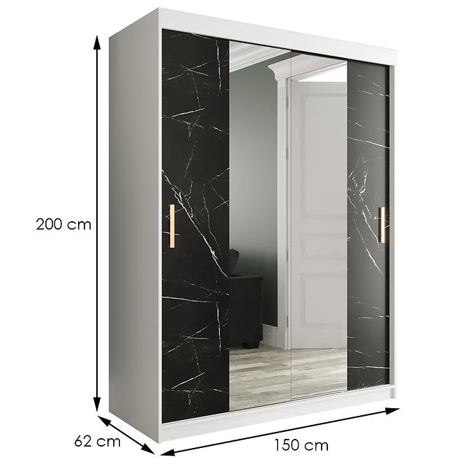 Schrank MARMUR T1 150 weiß/marmor schwarz,2