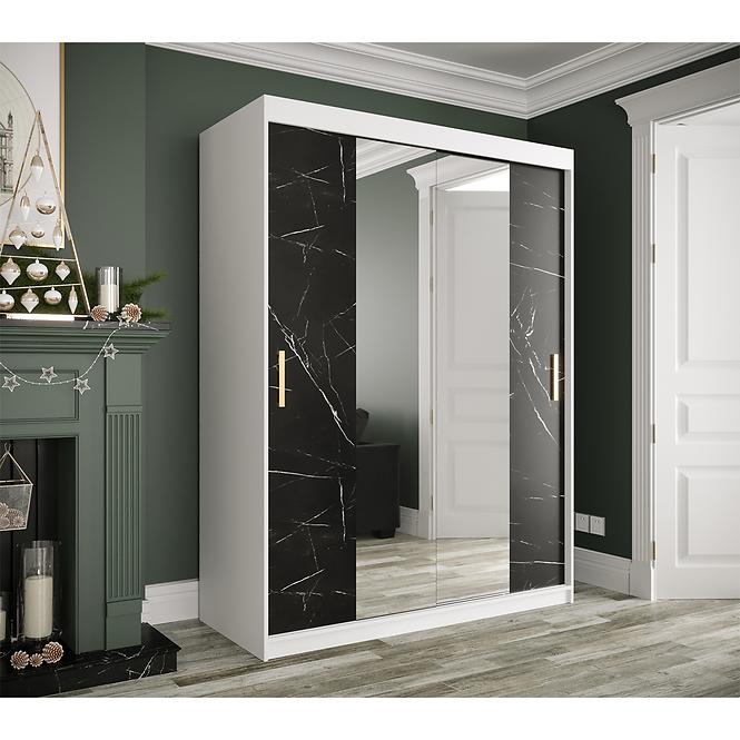 Schrank MARMUR T1 150 weiß/marmor schwarz,3