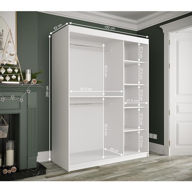 Schrank MARMUR T1 150 weiß/marmor schwarz,4