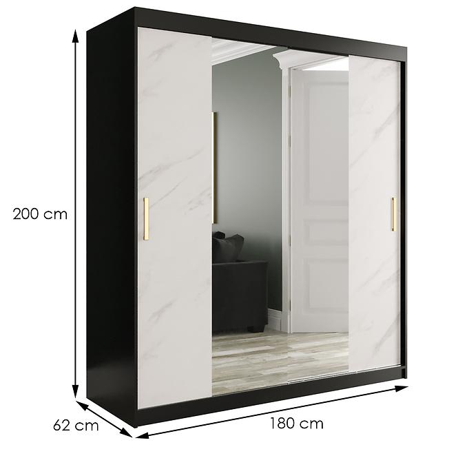 Schrank MARMUR T1 180 schwarz/marmor weiß
