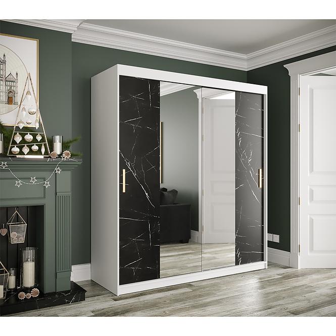 Schrank MARMUR T1 180 weiß/marmor schwarz