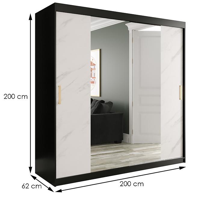 Schrank MARMUR T1 200 schwarz/marmor weiß,2