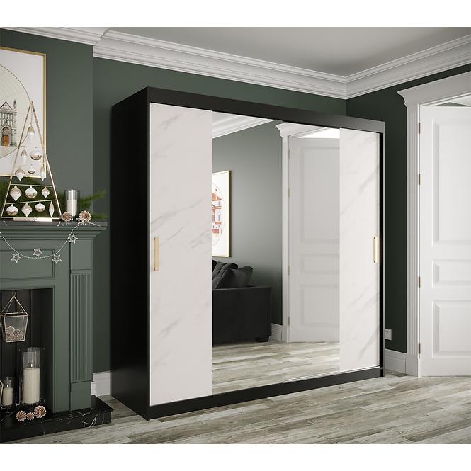 Schrank MARMUR T1 200 schwarz/marmor weiß,3