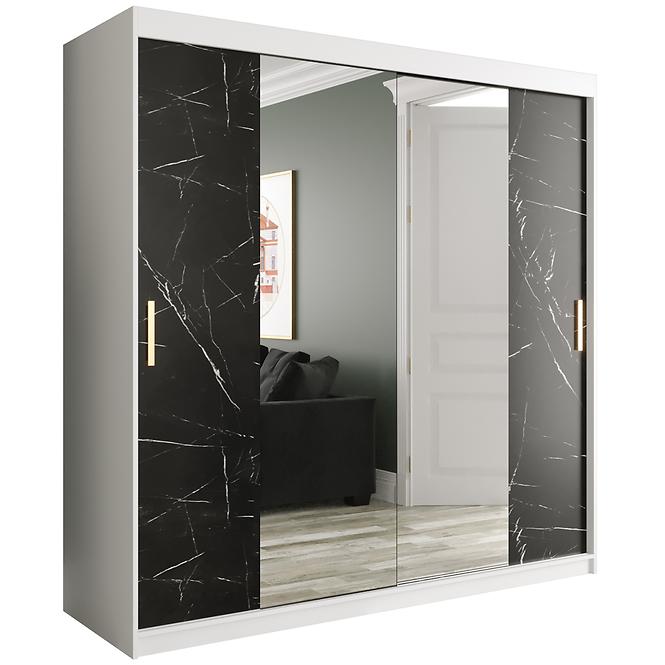 Schrank MARMUR T1 200 weiß/marmor schwarz