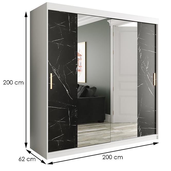 Schrank MARMUR T1 200 weiß/marmor schwarz