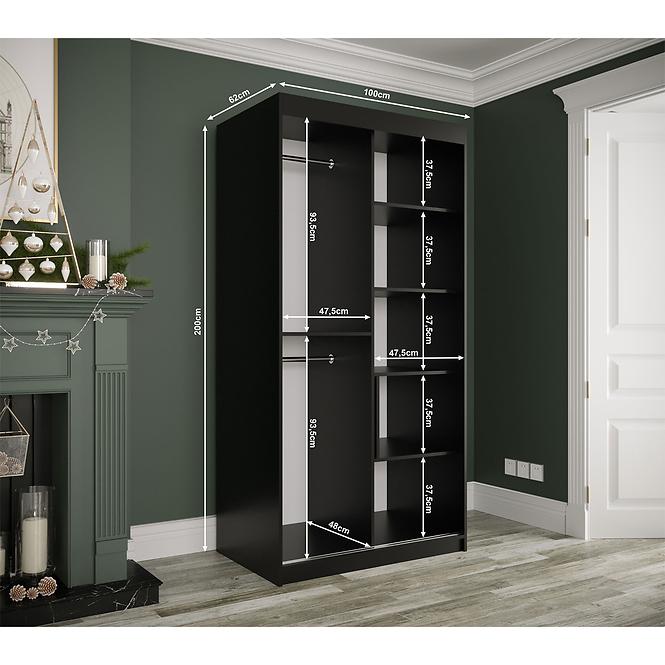 Schrank MARMUR T2 100 schwarz/marmor schwarz,4