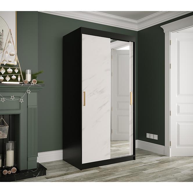 Schrank MARMUR T2 100 schwarz/marmor weiß