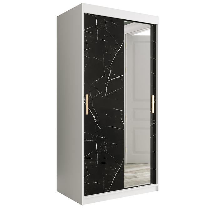 Schrank MARMUR T2 100 weiß/marmor schwarz