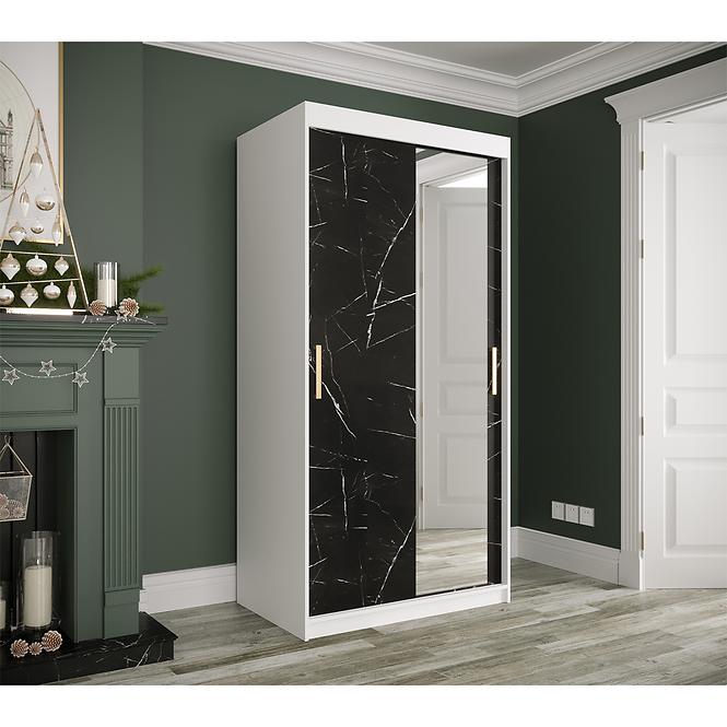 Schrank MARMUR T2 100 weiß/marmor schwarz,3