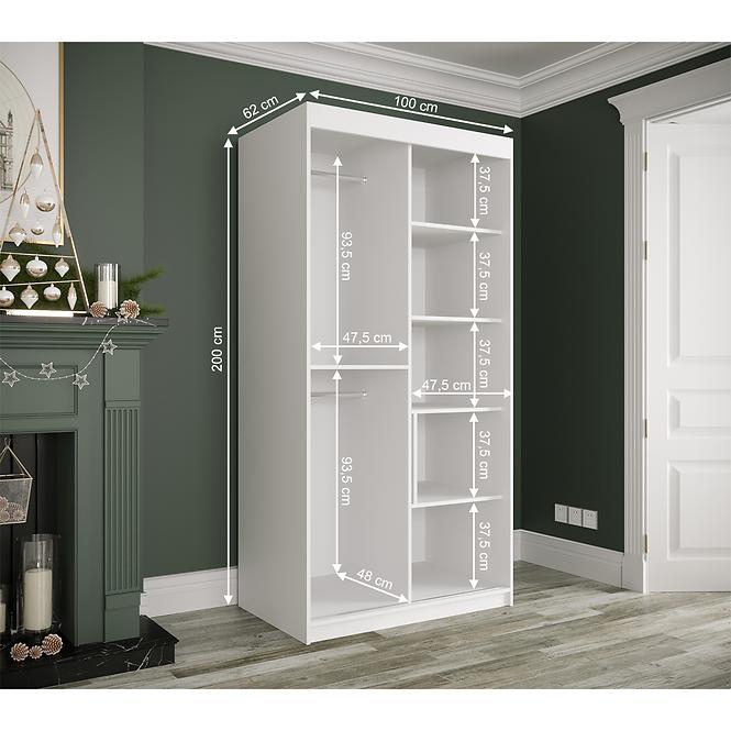 Schrank MARMUR T2 100 weiß/marmor schwarz,4