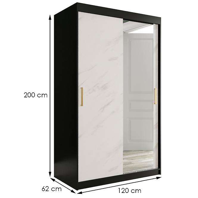 Schrank MARMUR T2 120 schwarz/marmor weiß