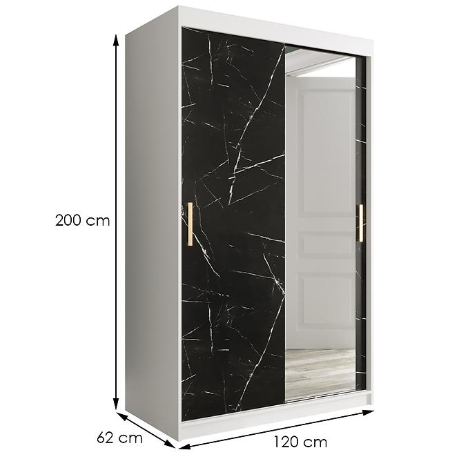 Schrank MARMUR T2 120 weiß/marmor schwarz