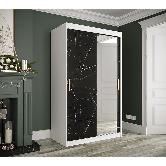 Schrank MARMUR T2 120 weiß/marmor schwarz