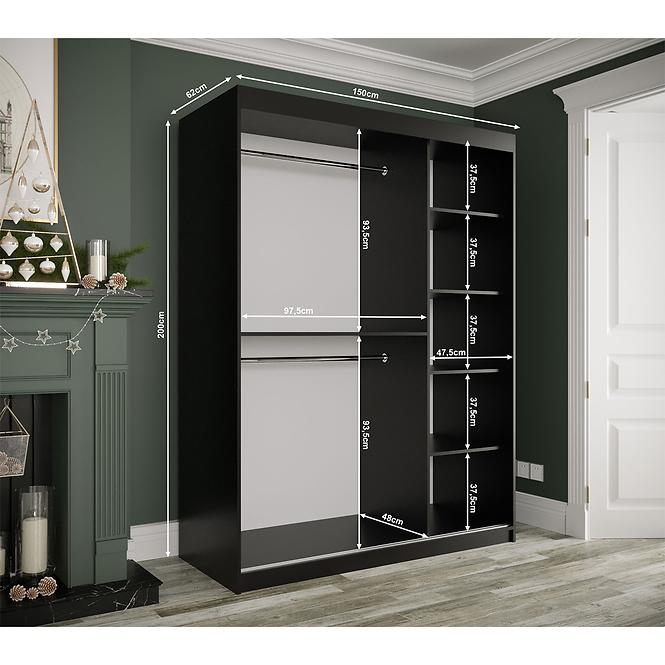 Schrank MARMUR T2 150 schwarz/marmor schwarz,4