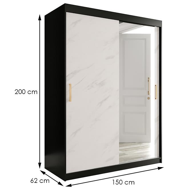 Schrank MARMUR T2 150 schwarz/marmor weiß
