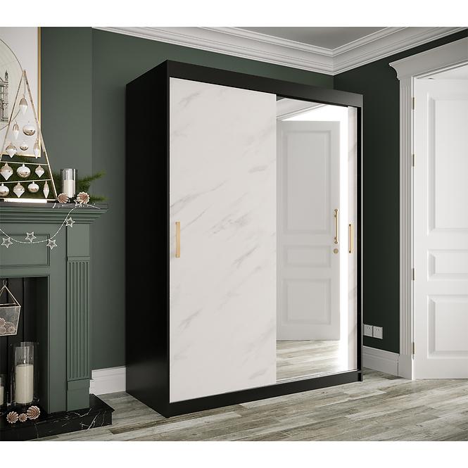 Schrank MARMUR T2 150 schwarz/marmor weiß
