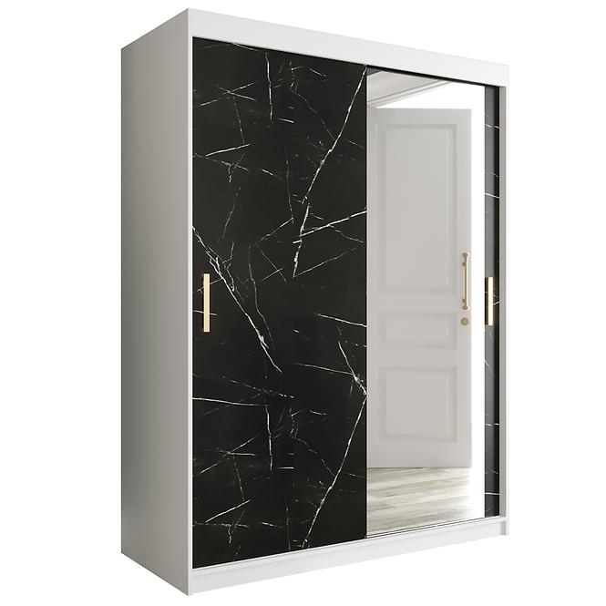 Schrank MARMUR T2 150 weiß/marmor schwarz