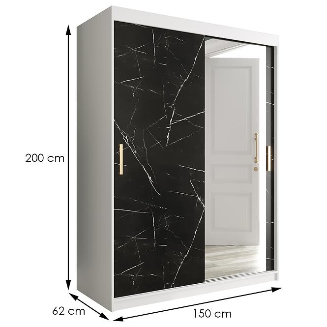 Schrank MARMUR T2 150 weiß/marmor schwarz,2