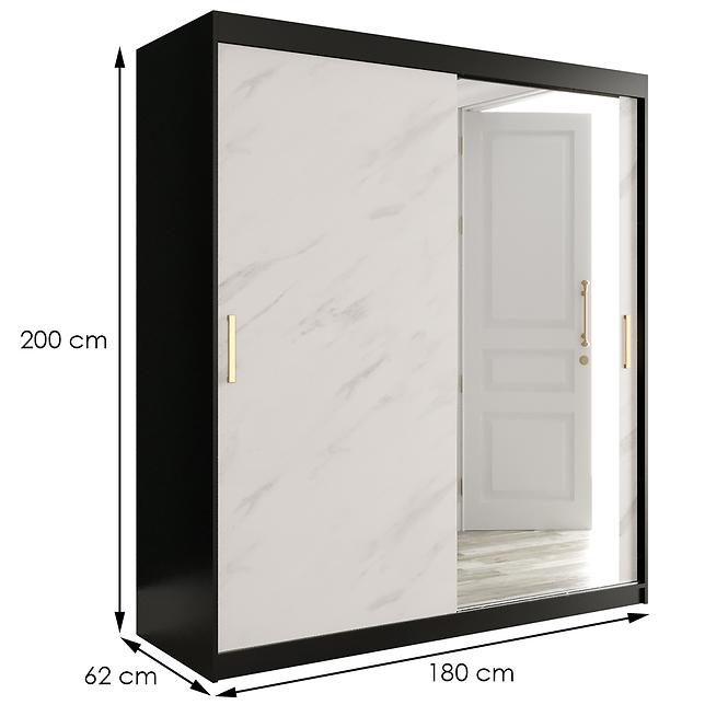 Schrank MARMUR T2 180 schwarz/marmor weiß,2