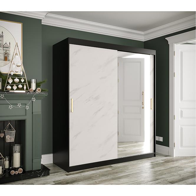 Schrank MARMUR T2 180 schwarz/marmor weiß,3
