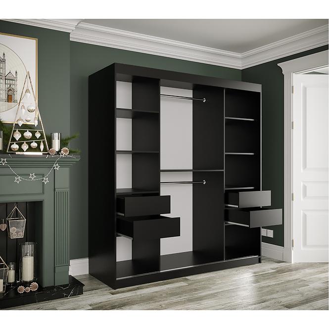 Schrank MARMUR T2 180 schwarz/marmor weiß,6
