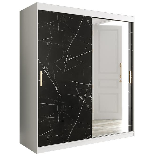 Schrank MARMUR T2 180 weiß/marmor schwarz