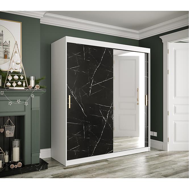 Schrank MARMUR T2 180 weiß/marmor schwarz,3