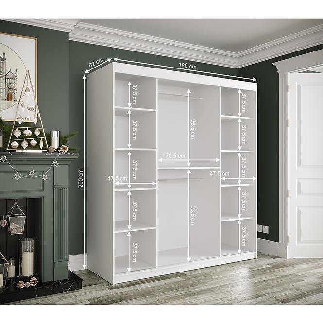 Schrank MARMUR T2 180 weiß/marmor schwarz,4