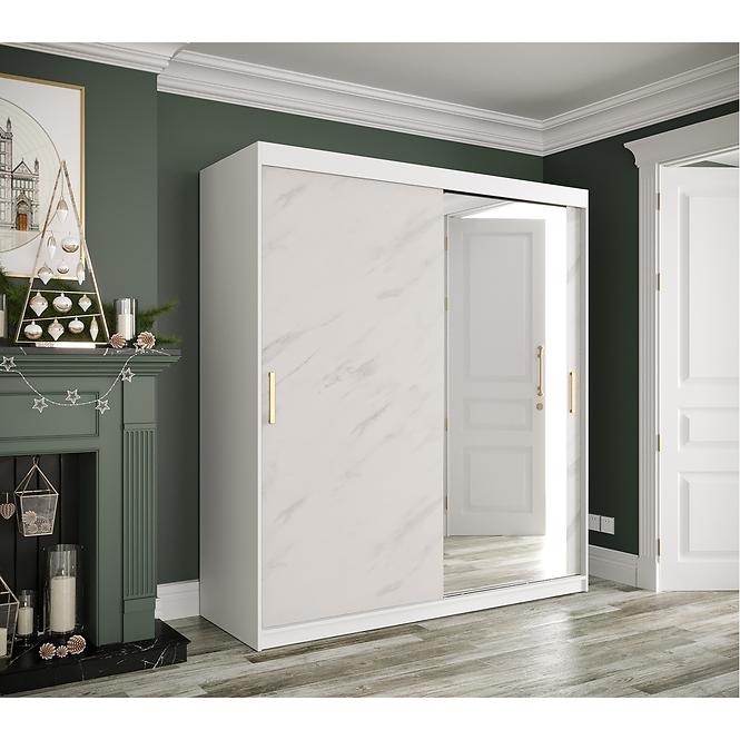 Schrank MARMUR T2 180 weiß/marmor weiß