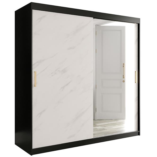 Schrank MARMUR T2 200 schwarz/marmor weiß