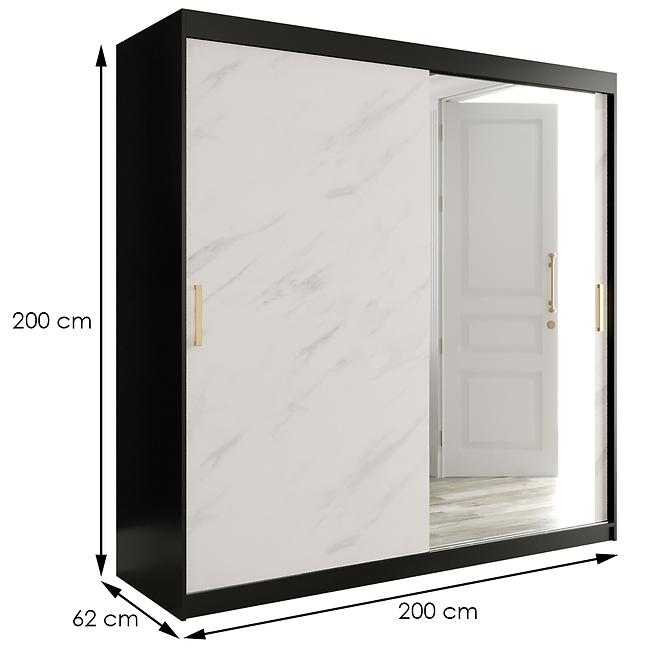 Schrank MARMUR T2 200 schwarz/marmor weiß,2