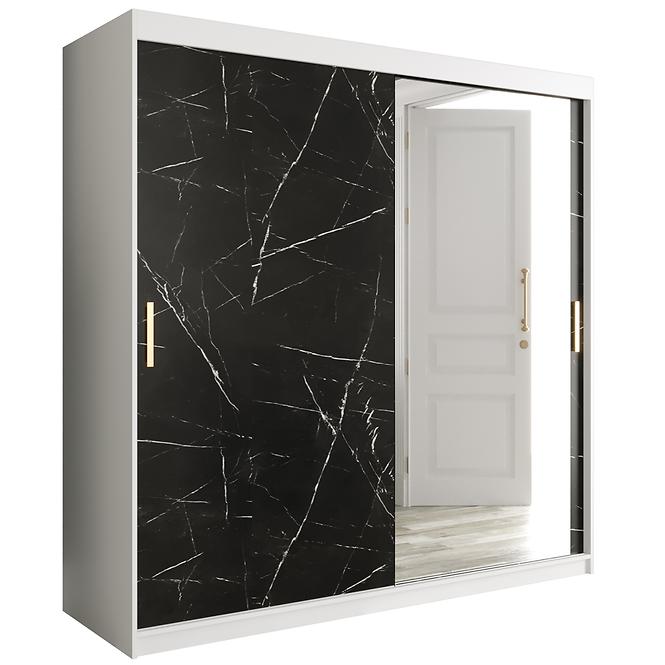 Schrank MARMUR T2 200 weiß/marmor schwarz