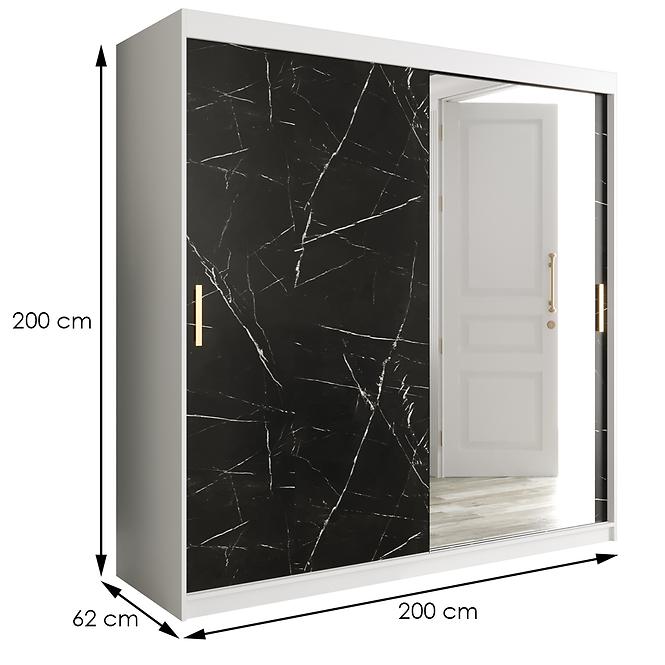 Schrank MARMUR T2 200 weiß/marmor schwarz