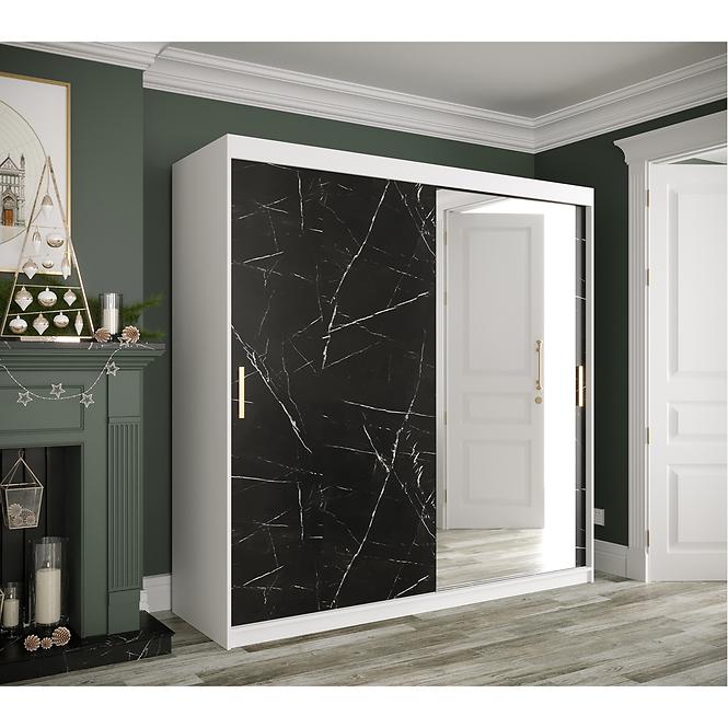 Schrank MARMUR T2 200 weiß/marmor schwarz